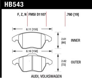 Audi A3 Brake Pads - Front - Hawk Performance - HPS 5.0 - `06-`09